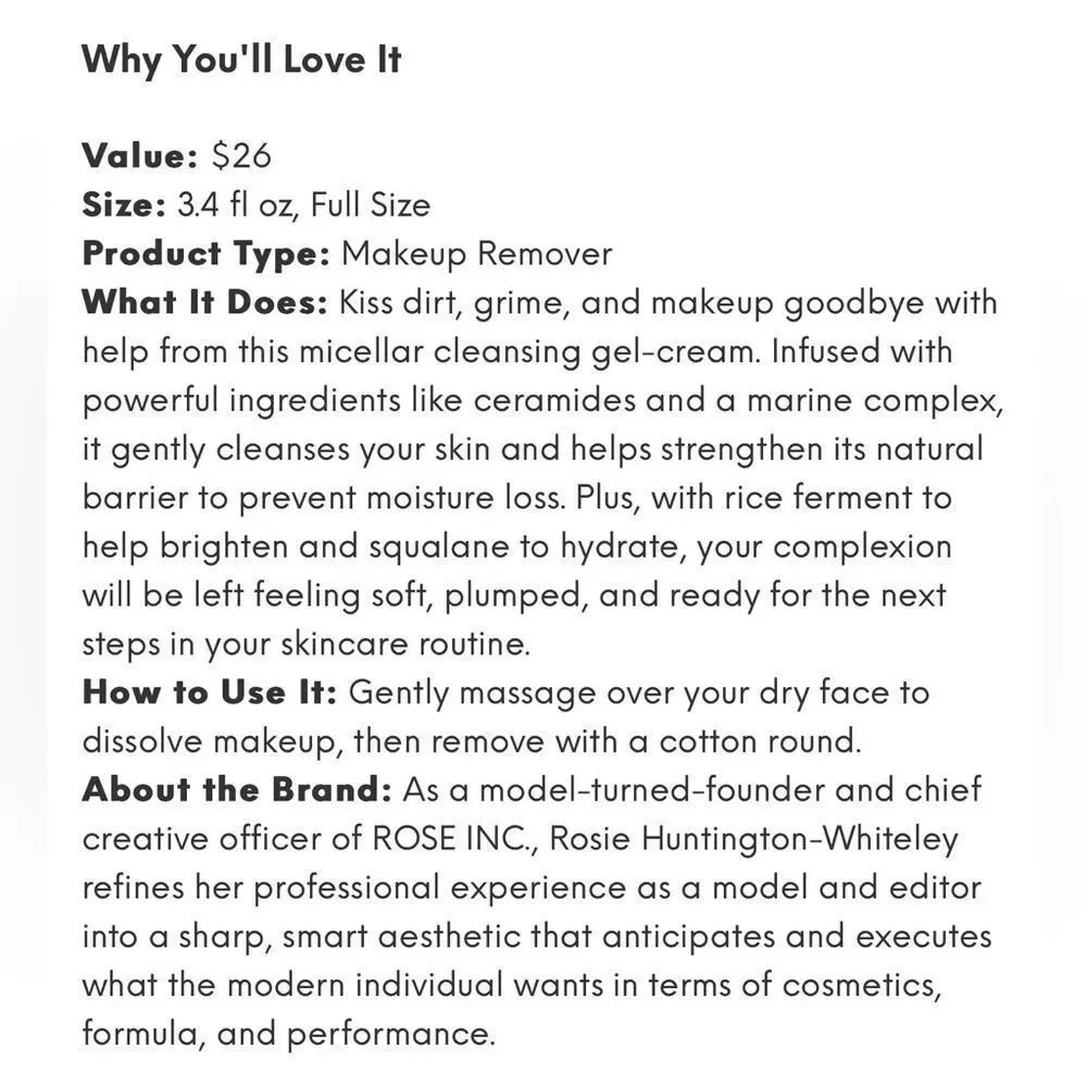 $10 🌸 ROSE INC ~ Micellar Makeup Remover ~ NEW